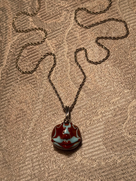 Payaso pendant • blue n blood orange