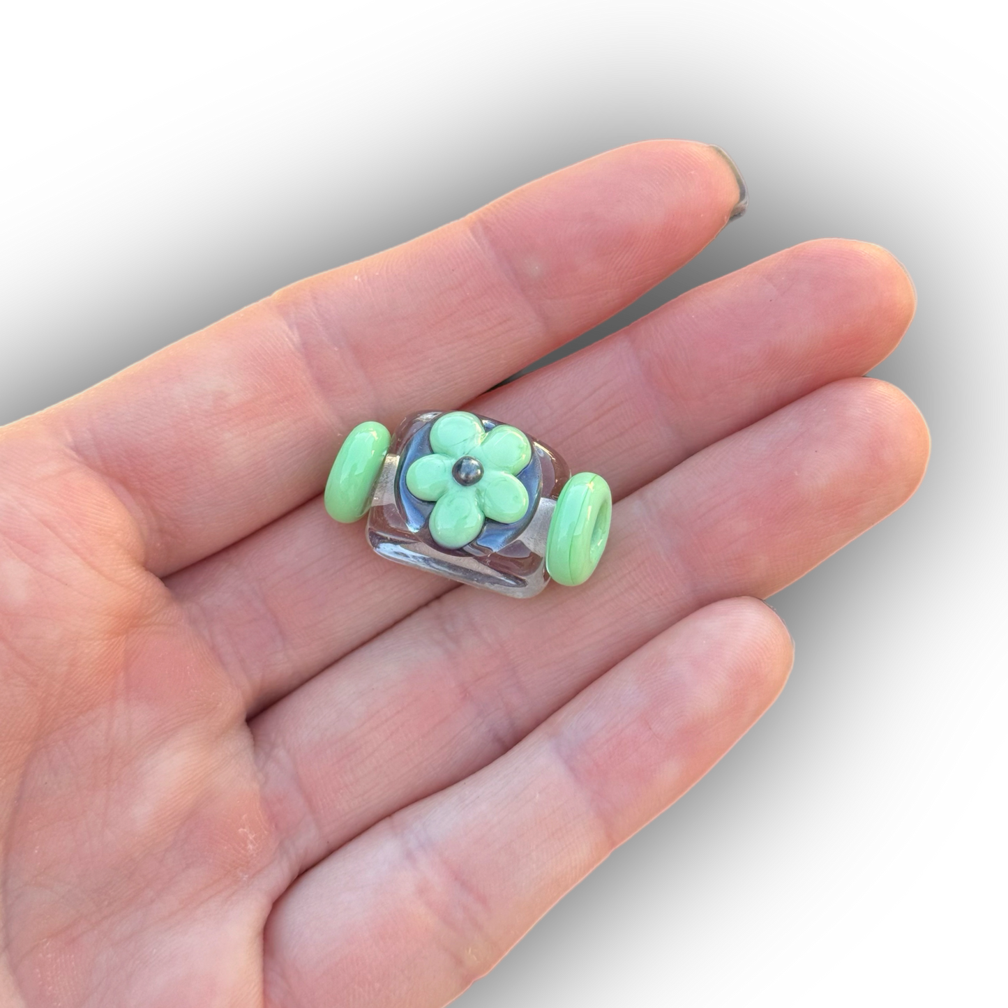 Shoe beads • silvery purple n mint