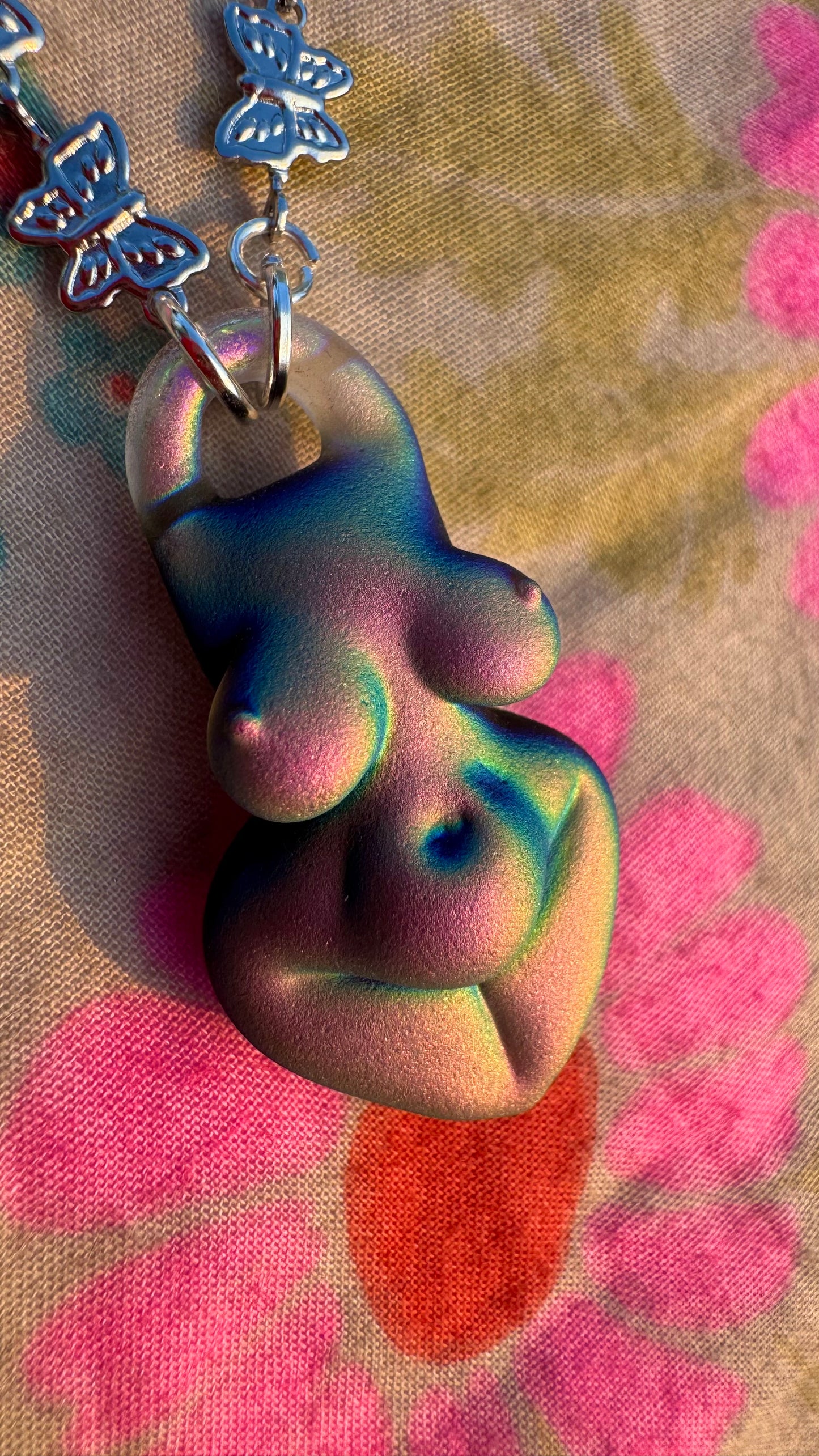 Dichro • pendant • hologram goddess