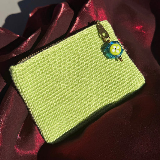 Crocheted wallet • beaded • light green