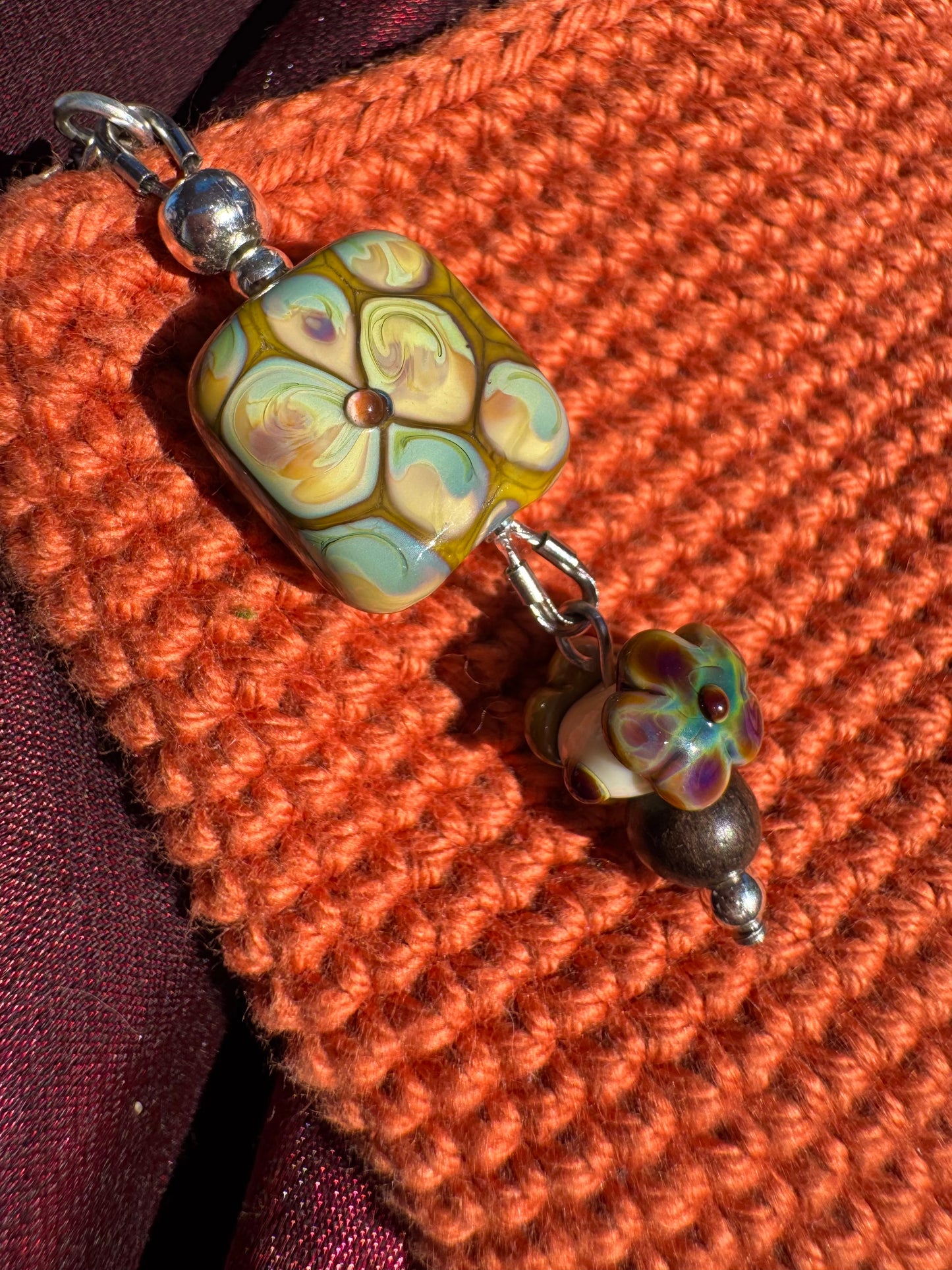 Crocheted wallet • beaded • sienna