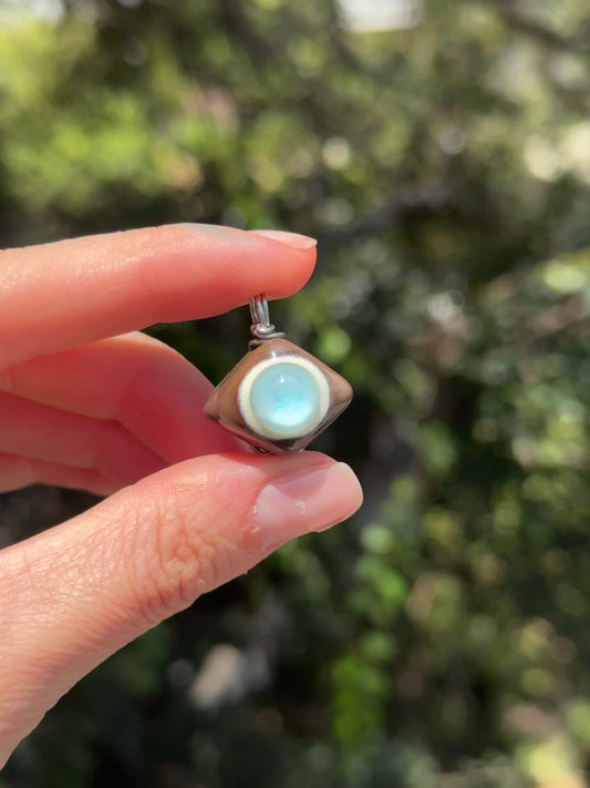 Push My Button Pendant • Brown n Blu